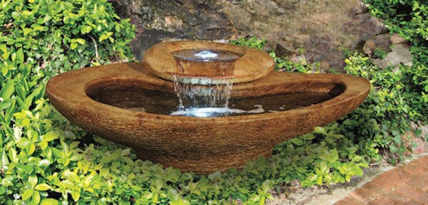 River Stone Fountain boasts a swirling and swooping design contemporary